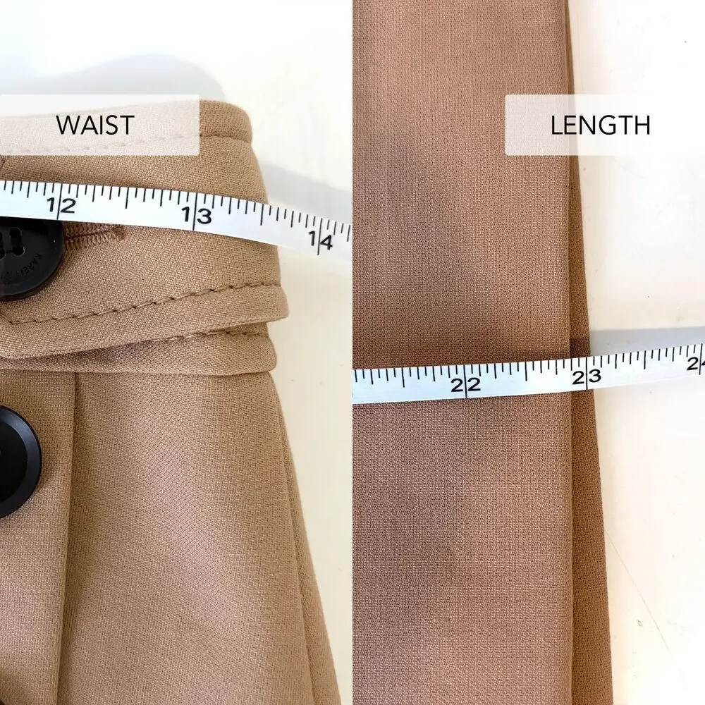 Karen Millen NWT Cotton Blend Button Detail A-Line Skirt Tan Size US 4 UK 8